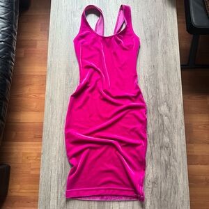 Y2K American Apparel Vintage Velvet Fuchsia Mini Dress 90s style